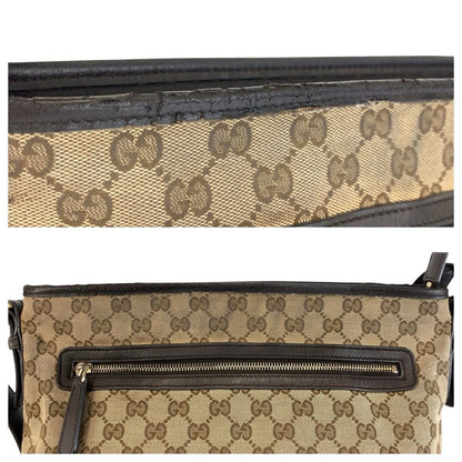 Gucci Brown Gold GG Canvas Leather Shoulder — view 5