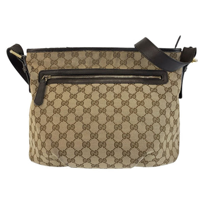 Gucci Brown Gold GG Canvas Leather Shoulder