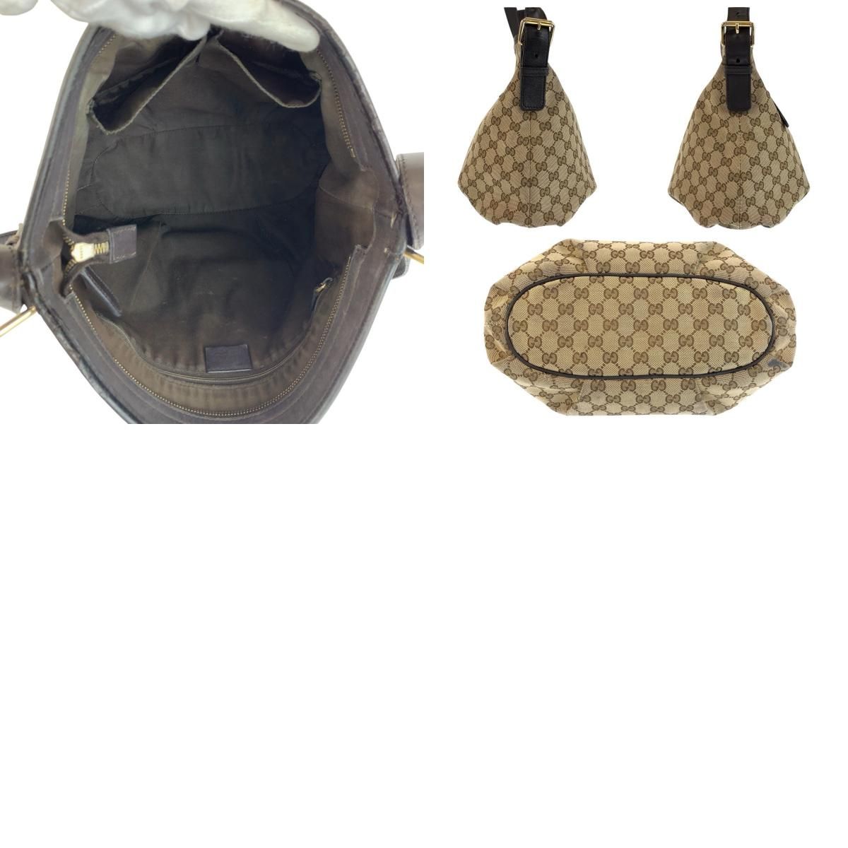 Gucci Brown Gold GG Canvas Leather Shoulder — view 9