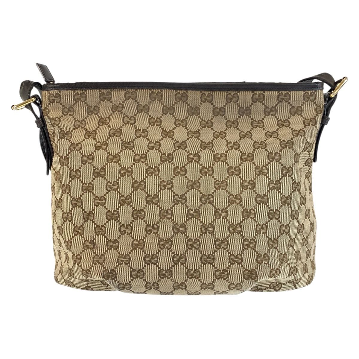 Gucci Brown Gold GG Canvas Leather Shoulder — view 2