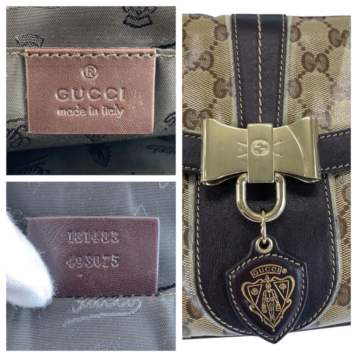 Gucci GG Crystal Beige Brown Gold Leather Shoulder — view 3