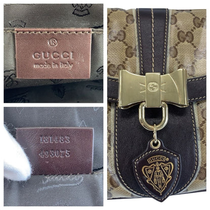 Gucci GG Crystal Beige Brown Gold Leather Shoulder — view 3