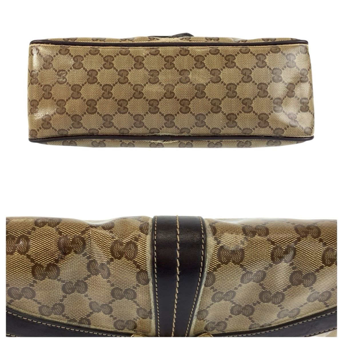 Gucci GG Crystal Beige Brown Gold Leather Shoulder — view 7