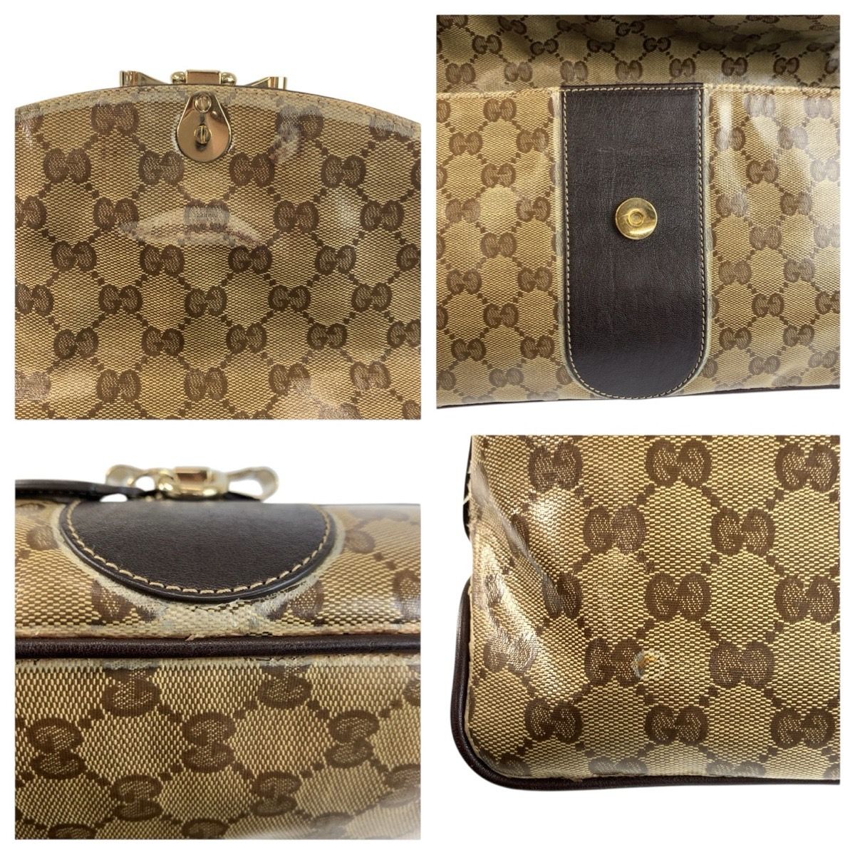 Gucci GG Crystal Beige Brown Gold Leather Shoulder — view 5