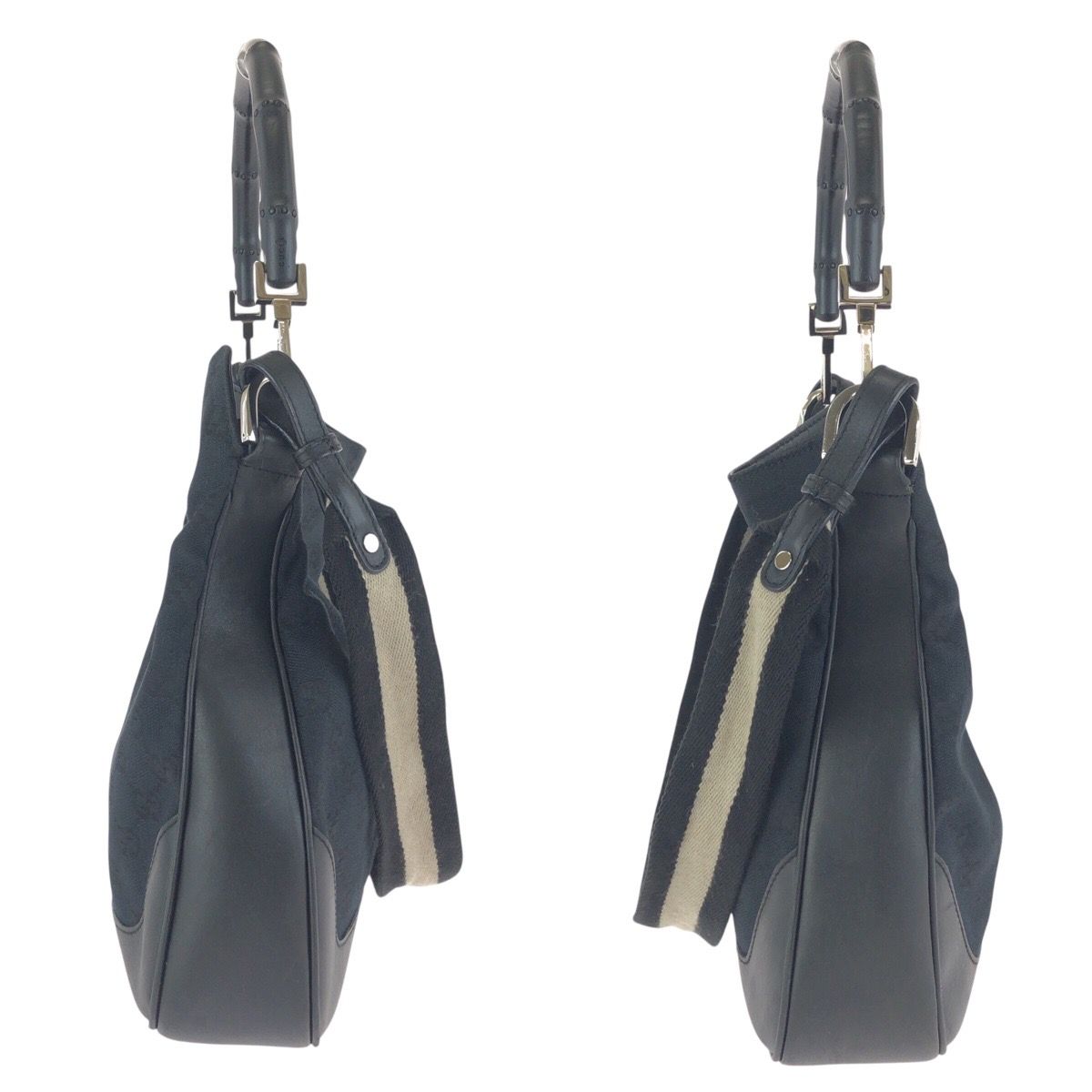 Gucci Bamboo Black Silver GG Canvas Leather 001 Shoulder — view 8