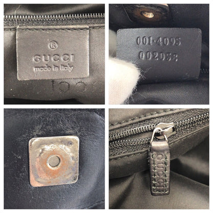 Gucci Bamboo Black Silver GG Canvas Leather 001 Shoulder — view 4