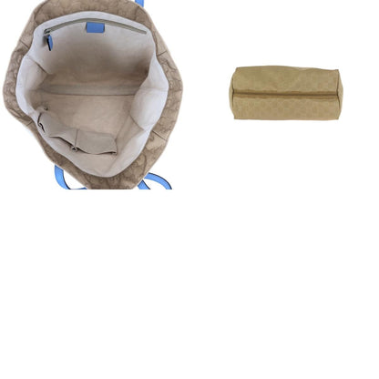 Gucci Beige Brown Light Blue Nylon Leather Shoulder — view 9