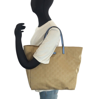 Gucci Beige Brown Light Blue Nylon Leather Shoulder — view 7