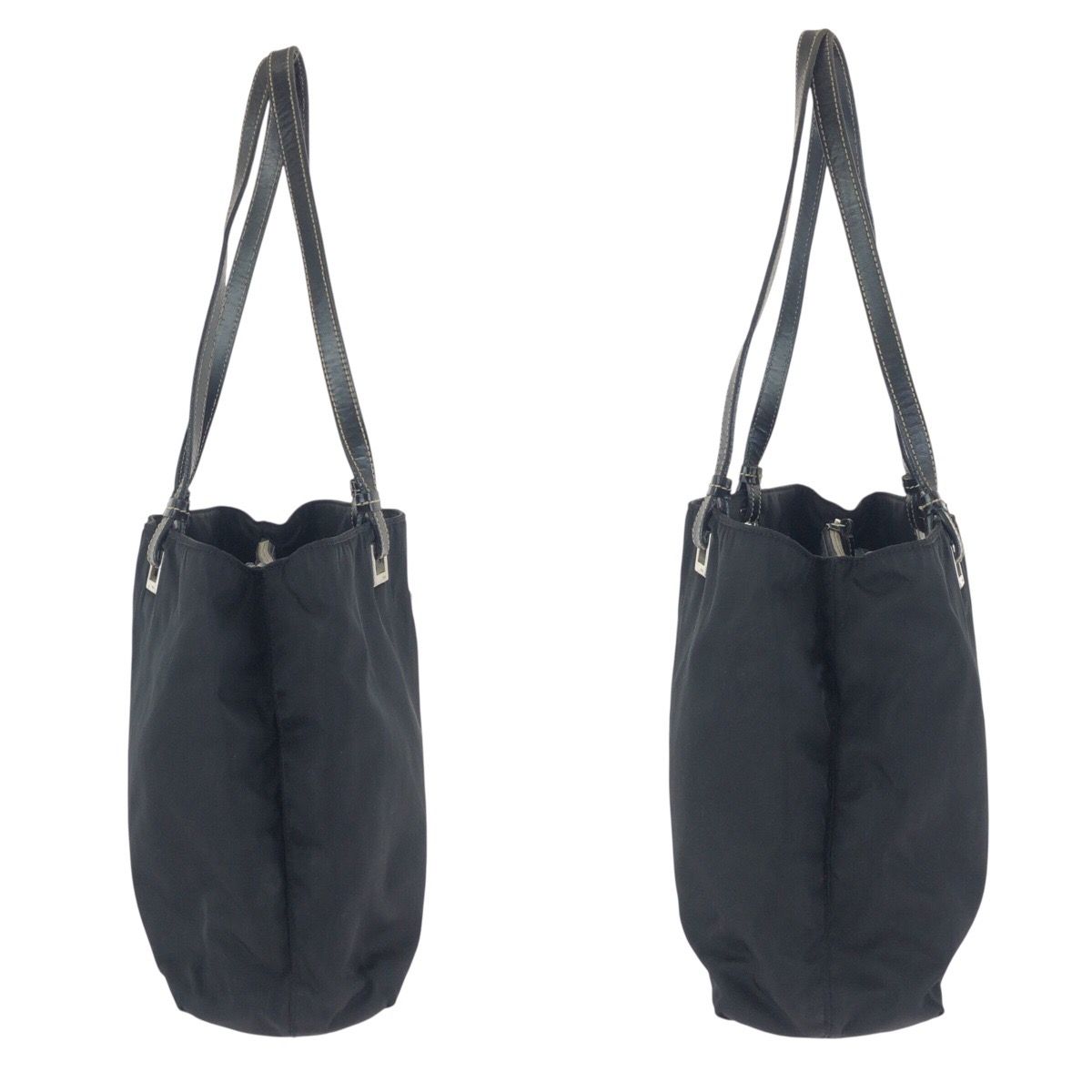 Prada Tessuto Black Silver Nylon Leather Shoulder — view 8