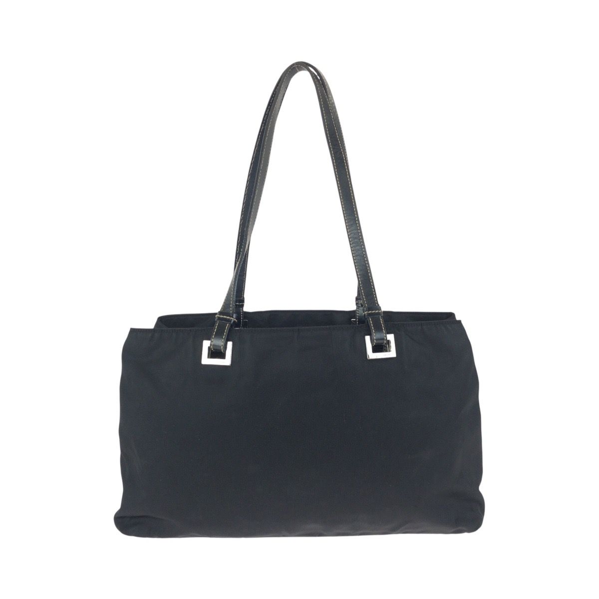 Prada Tessuto Black Silver Nylon Leather Shoulder — view 2