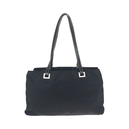 Prada Tessuto Black Silver Nylon Leather Shoulder — view 2