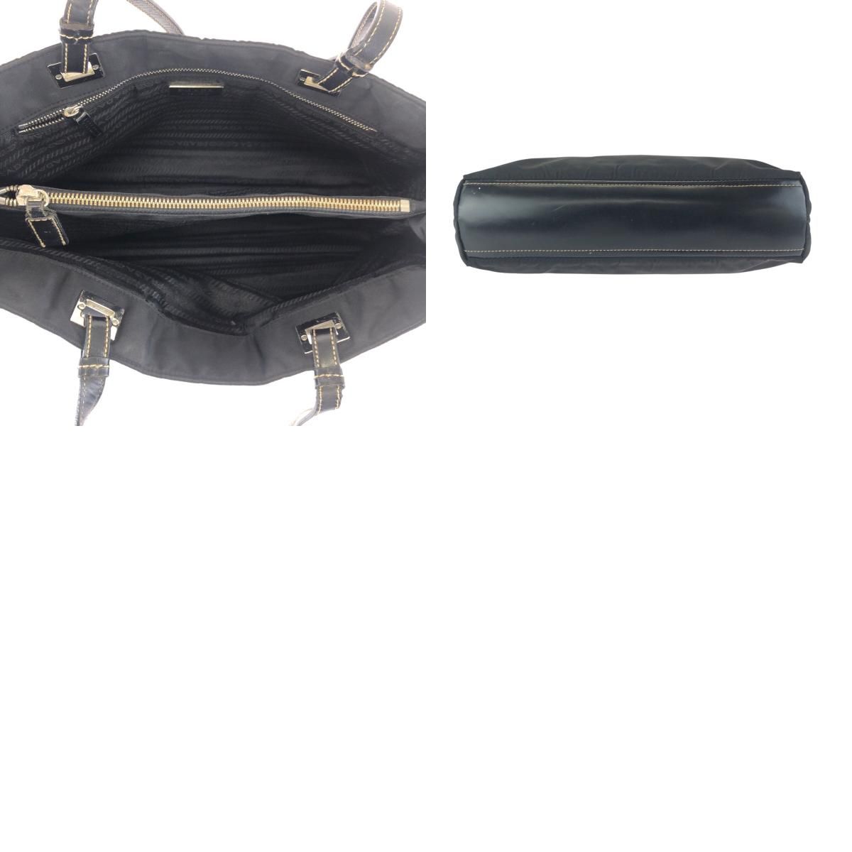 Prada Tessuto Black Silver Nylon Leather Shoulder — view 9
