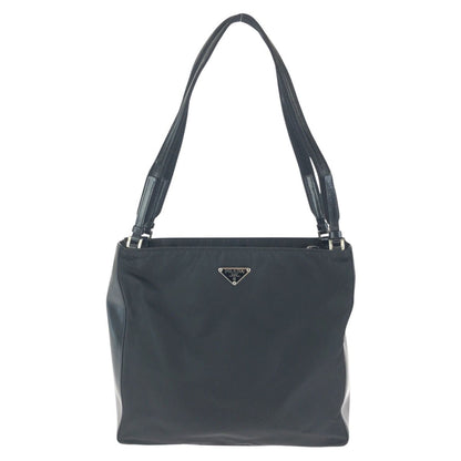 Prada Tessuto Black Silver Nylon Shoulder