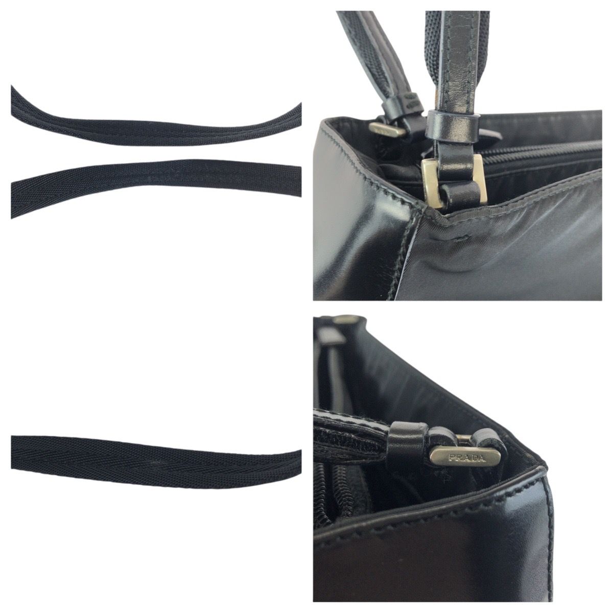 Prada Tessuto Black Silver Nylon Shoulder — view 6