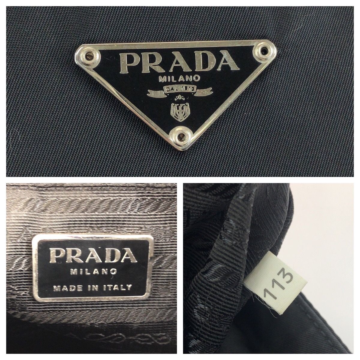 Prada Tessuto Black Silver Nylon Shoulder — view 4