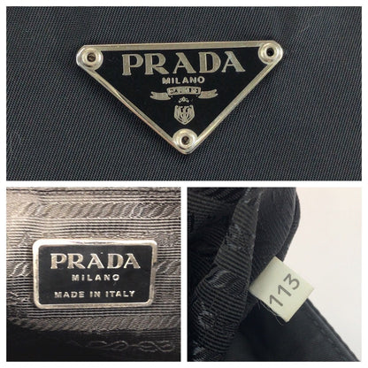 Prada Tessuto Black Silver Nylon Shoulder — view 4