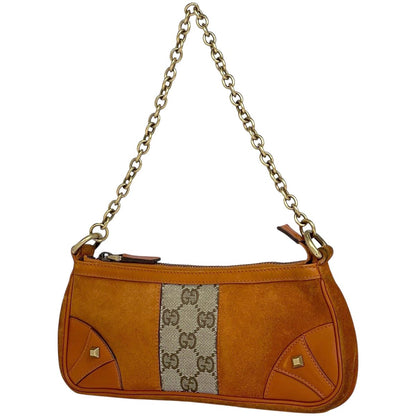 Gucci GG Pattern Chain Handbag Canvas Terracotta