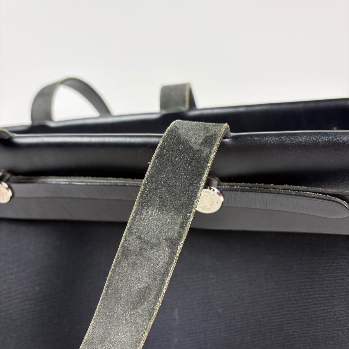 Hermes Herbag Cabas 2-Way Shoulder Bag Tote Toile Officier Black — view 7