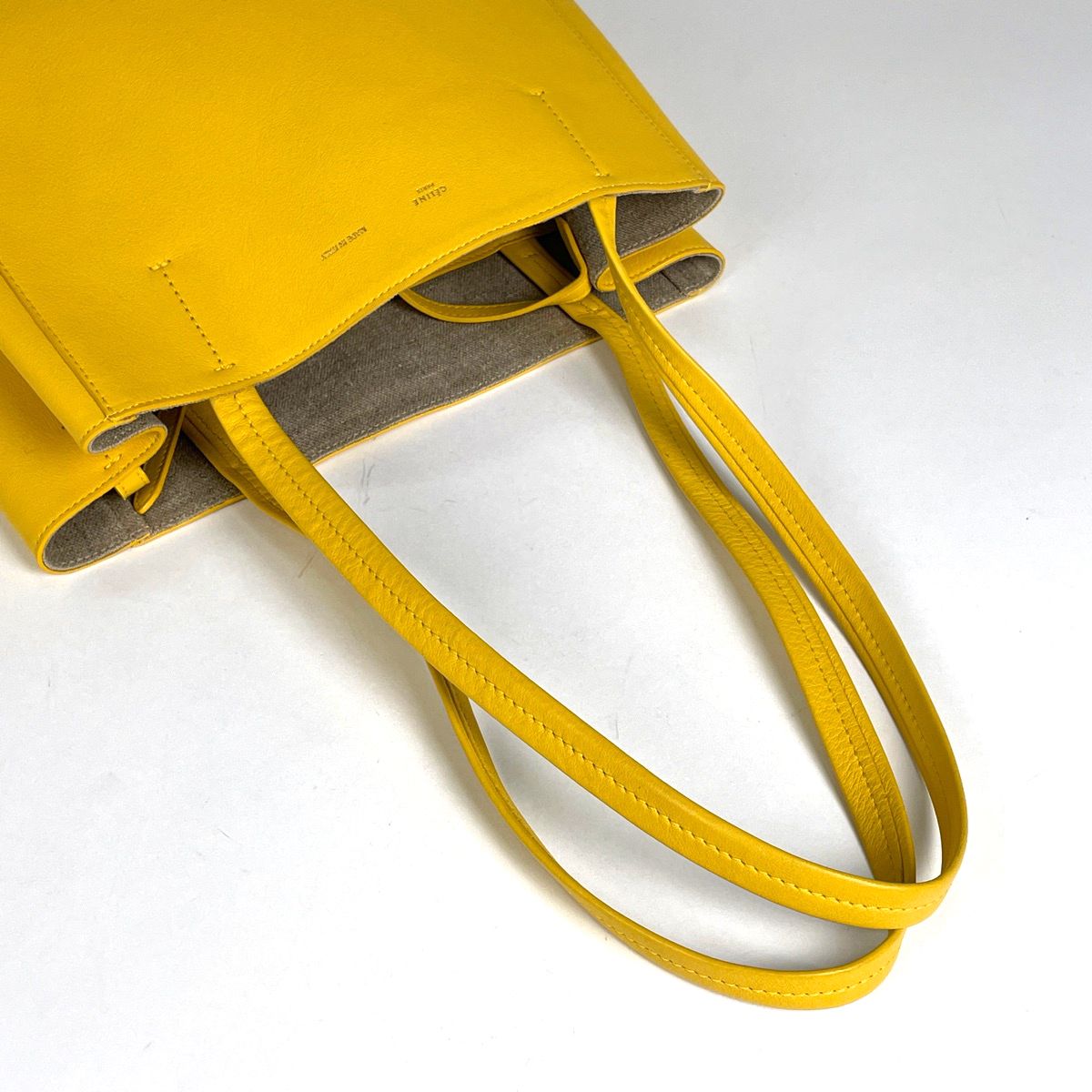 Celine Cabas Phantom Tote Logo Shoulder Bag Leather Yellow — view 4