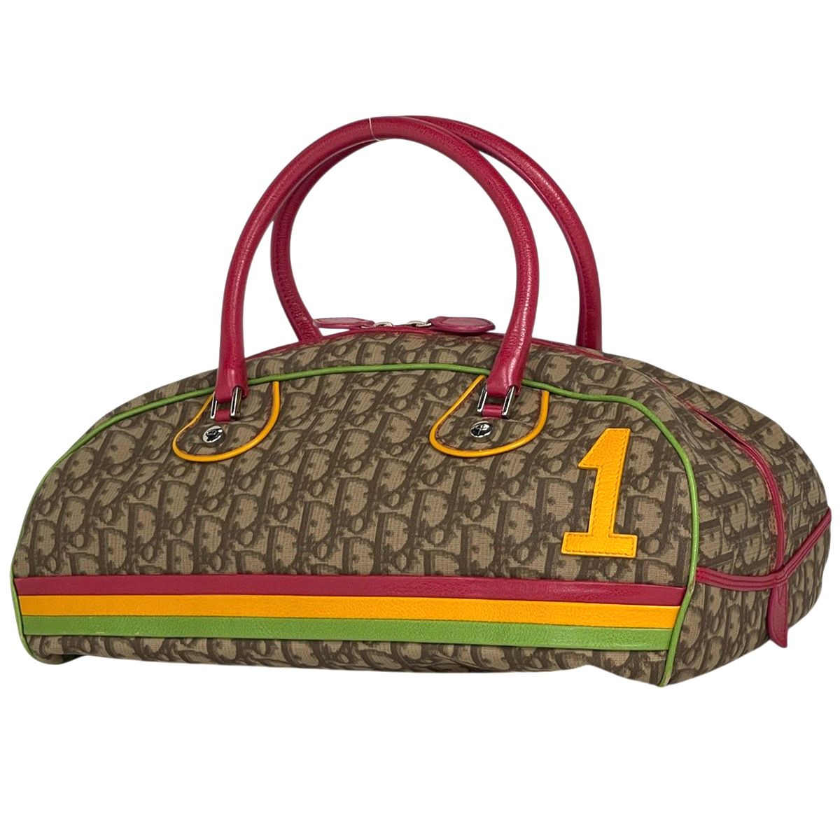 Dior Trotter Pattern Handbag Rasta Beige Red Multicolor