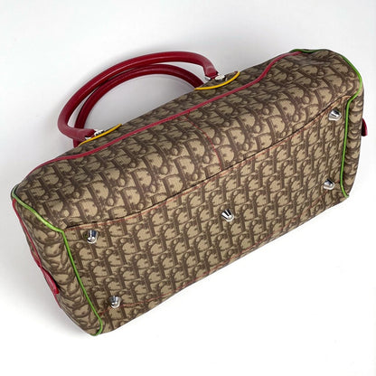 Dior Trotter Pattern Handbag Rasta Beige Red Multicolor — view 2