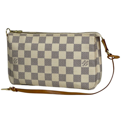 Louis Vuitton Pochette Makeup Cosmetics Pouch Damier Azur White