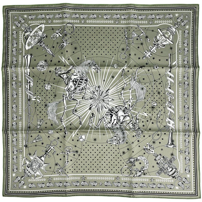 Hermes Carre 55 Chorus Stellarum Bandana Scarf Silk Khaki Multicolor