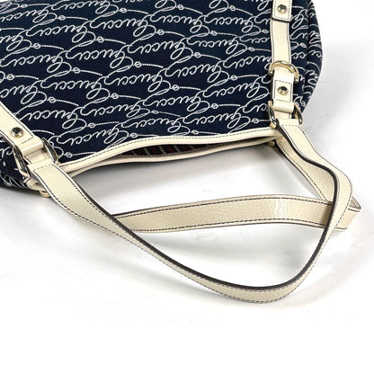 Gucci Logo Tote Abbey Canvas Navy White — view 6