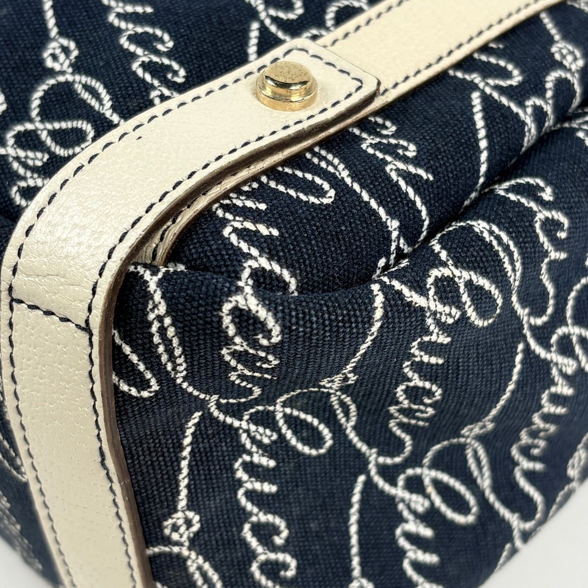 Gucci Logo Tote Abbey Canvas Navy White — view 3