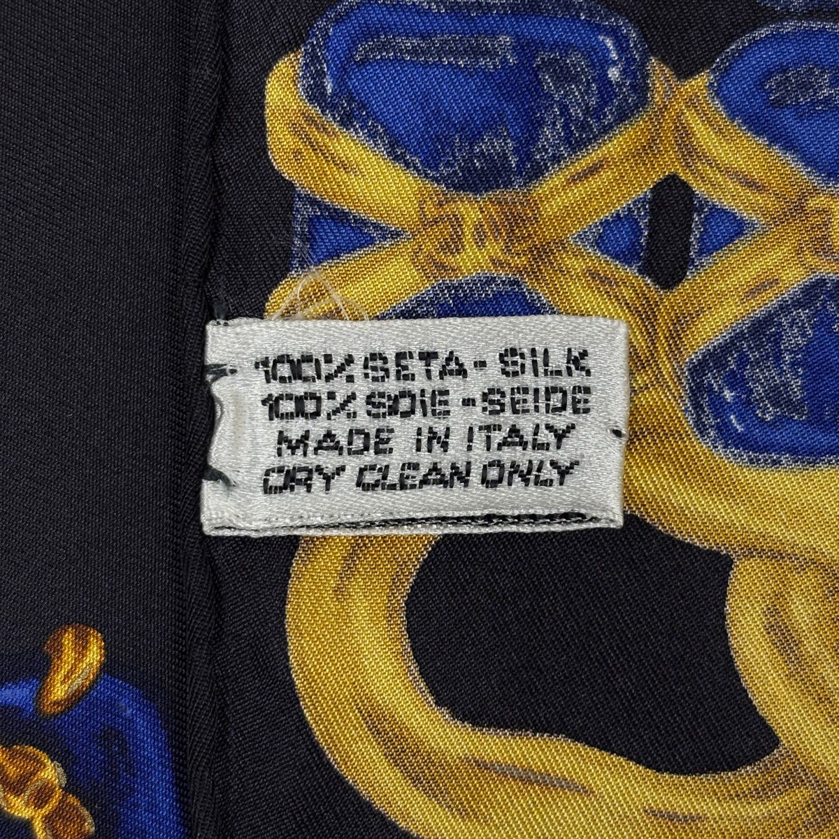 Chanel Logo Pattern Scarf Silk Black Gold Multicolor — view 2