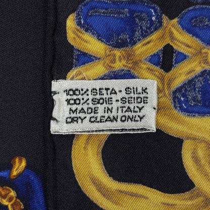 Chanel Logo Pattern Scarf Silk Black Gold Multicolor — view 2