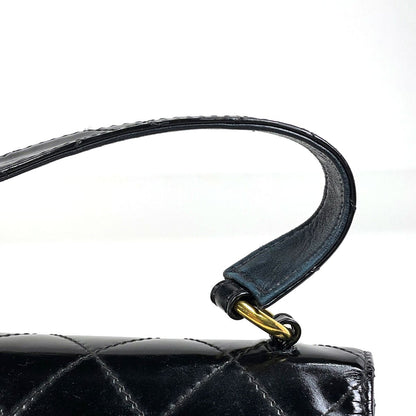 Chanel CC Logo Handbag Quilted Patent Leather Black — view 8