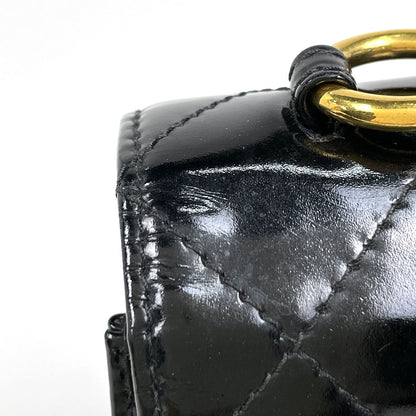 Chanel CC Logo Handbag Quilted Patent Leather Black — view 6