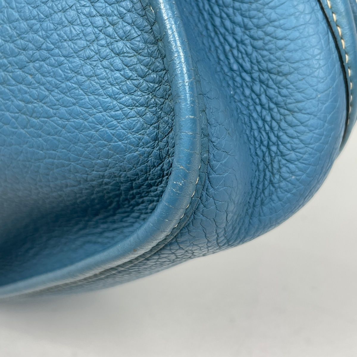 Hermes Evelyne 2 PM Perforated Logo Shoulder Bag Taurillon Clemence Blue Jean — view 3