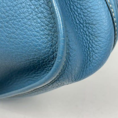 Hermes Evelyne 2 PM Perforated Logo Shoulder Bag Taurillon Clemence Blue Jean — view 3