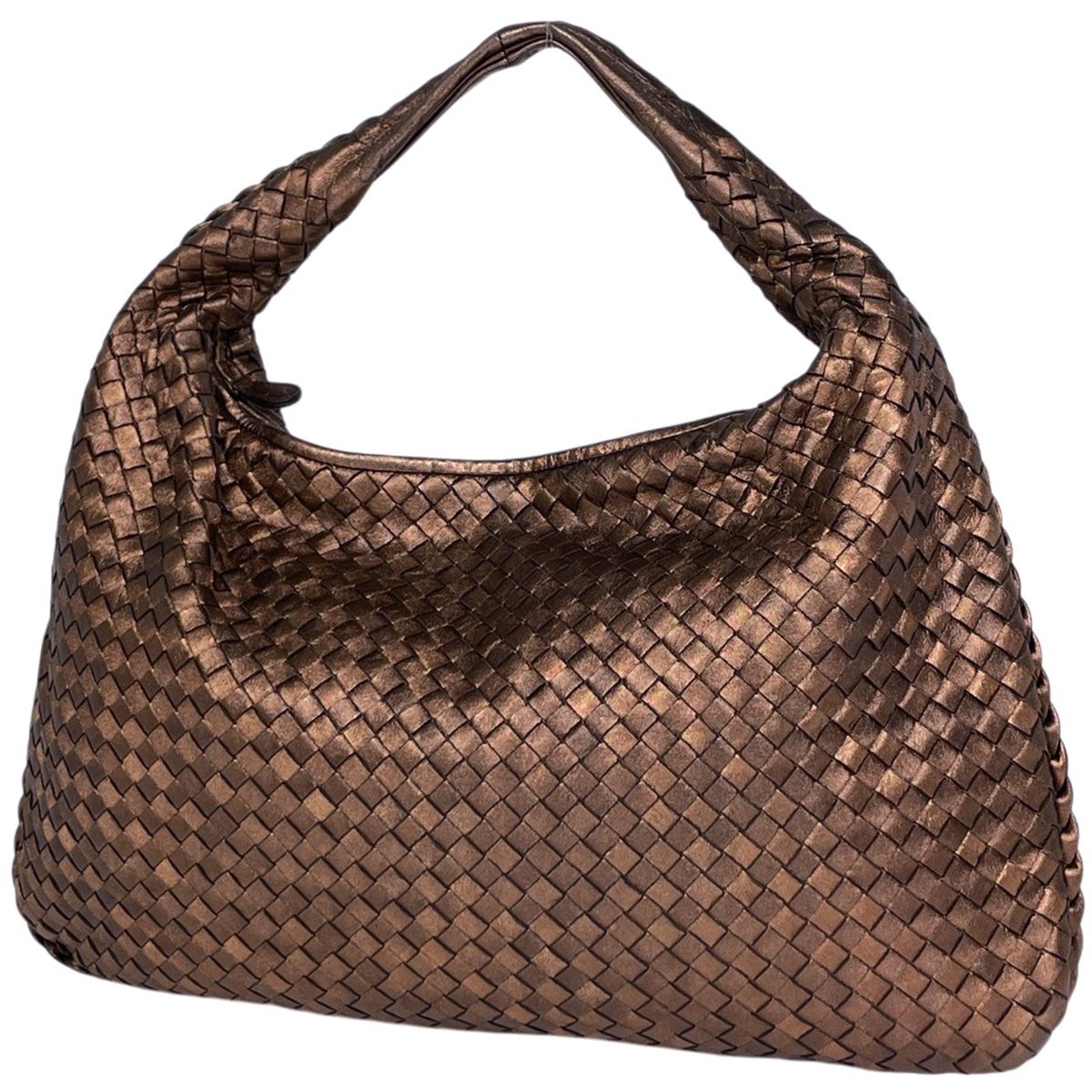 Bottega Veneta Intrecciato Shoulder Bag Hobo Leather Blanc