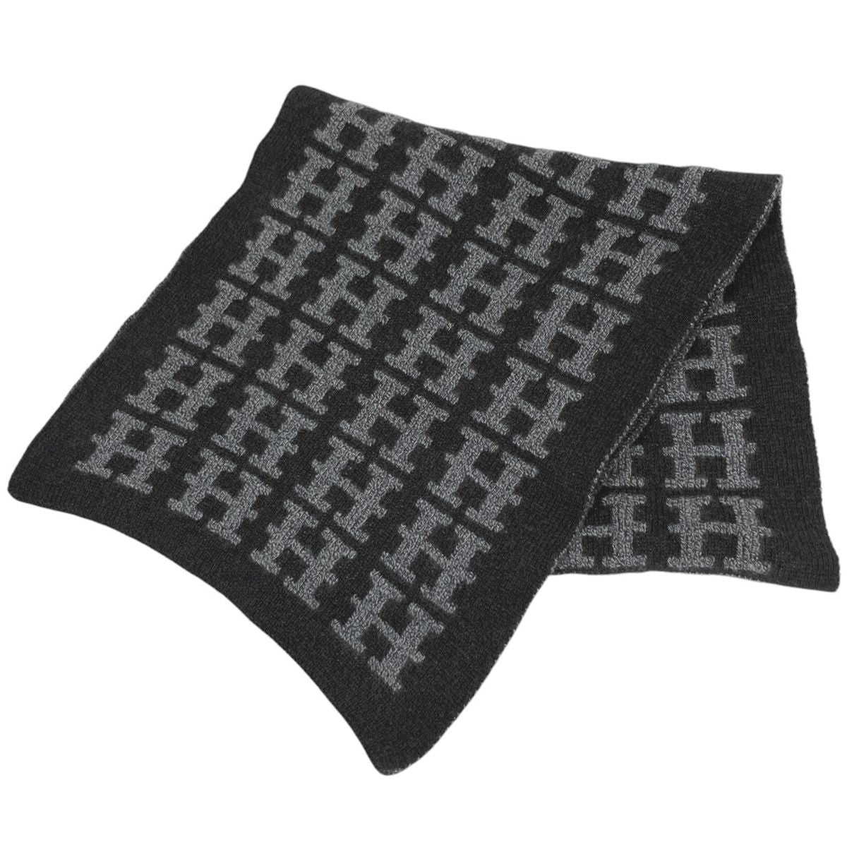 Hermes Logo Scarf Martin Margiela Era Cashmere Black