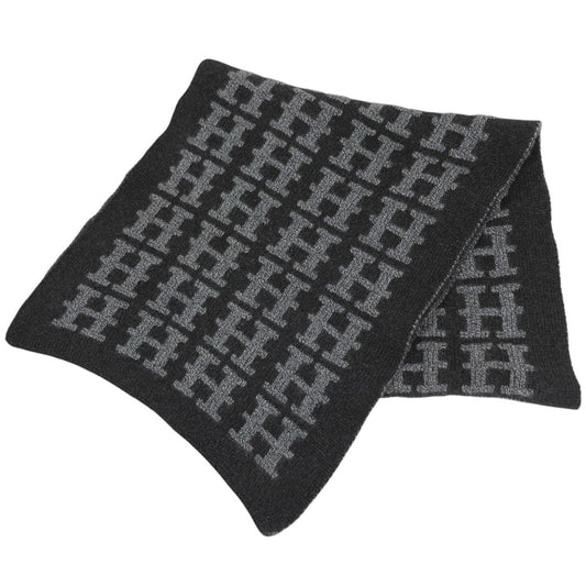 Hermes Logo Scarf Martin Margiela Era Cashmere Black