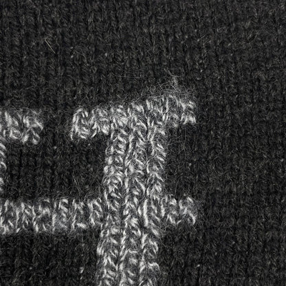 Hermes Logo Scarf Martin Margiela Era Cashmere Black — view 4