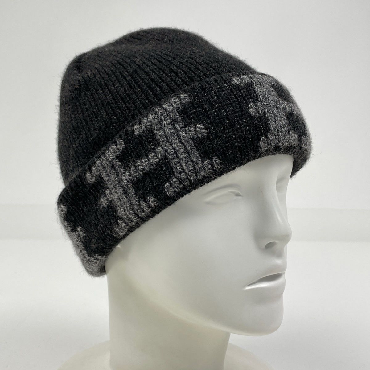 Hermes Logo Knit Cap Martin Margiela Era Hat Cashmere Black — view 6