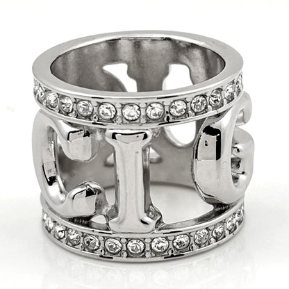 Gucci Logo Scarf Ring Crystal Metal Silver — view 3