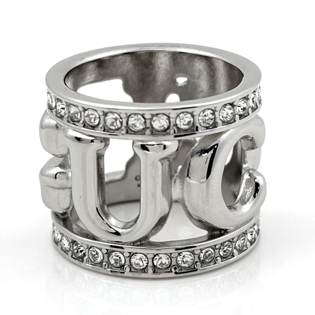Gucci Logo Scarf Ring Crystal Metal Silver — view 2
