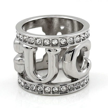 Gucci Logo Scarf Ring Crystal Metal Silver — view 2