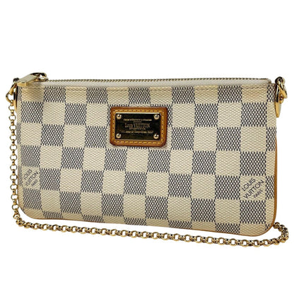 Louis Vuitton Pochette Mila Shoulder Bag Makeup Cosmetics Pouch Damier Azur