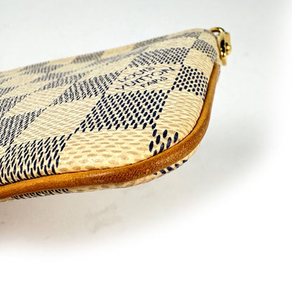 Louis Vuitton Pochette Mila Shoulder Bag Makeup Cosmetics Pouch Damier Azur — view 3
