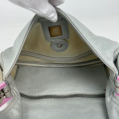 Fendi Zucca Logo Mamma Bucket Shoulder Bag Fabric Gray — view 7
