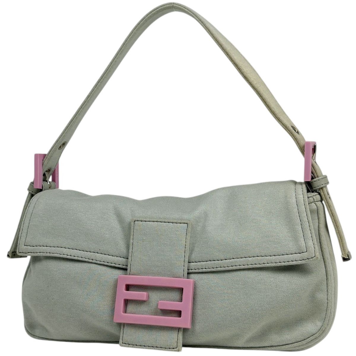 Fendi Zucca Logo Mamma Bucket Shoulder Bag Fabric Gray