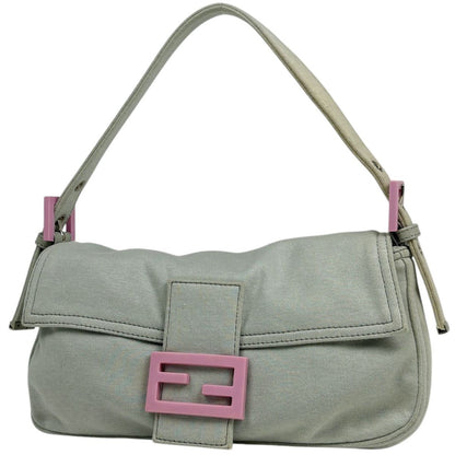 Fendi Zucca Logo Mamma Bucket Shoulder Bag Fabric Gray