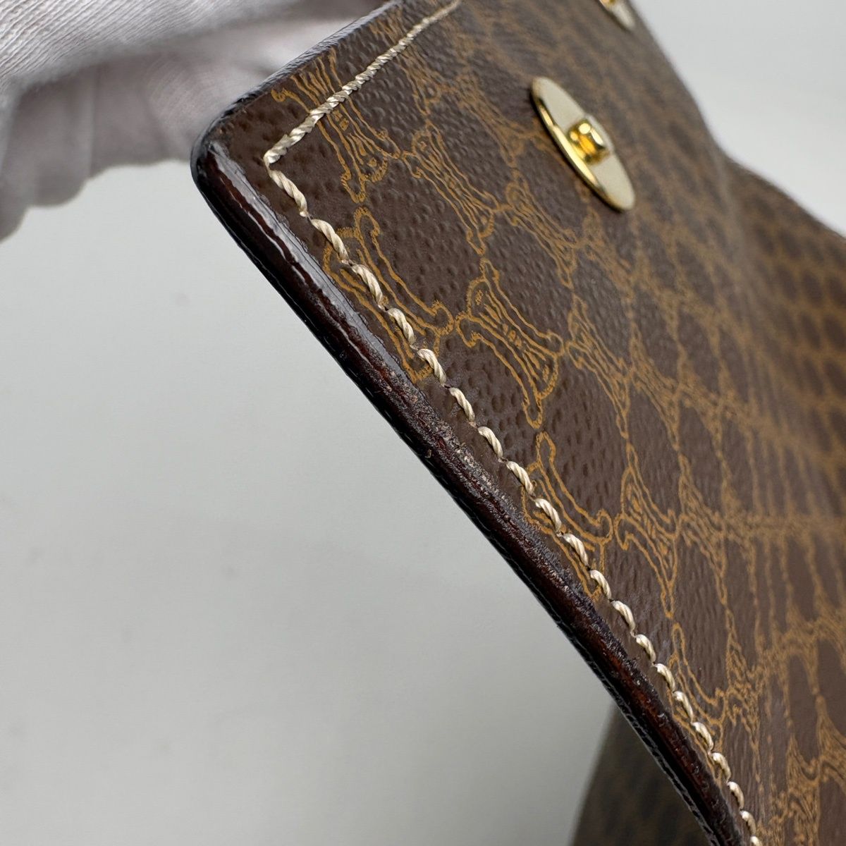 Celine Macadam Shoulder Bag Circle Logo Brown — view 7
