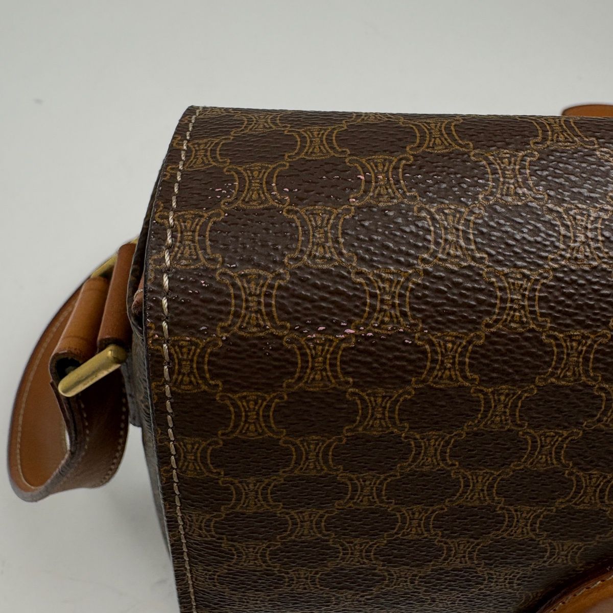 Celine Macadam Shoulder Bag Circle Logo Brown — view 4